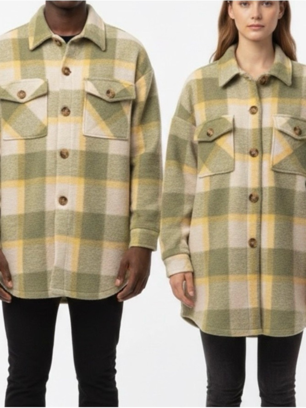 Plaid Oversized Warm
Lumberjack Shirt in Green and Yellow Woman XL, Man L